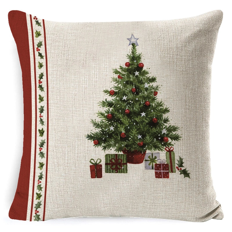 Retro Christmas Tree Santa Claus Christmas Socks Linen Pillow Cases