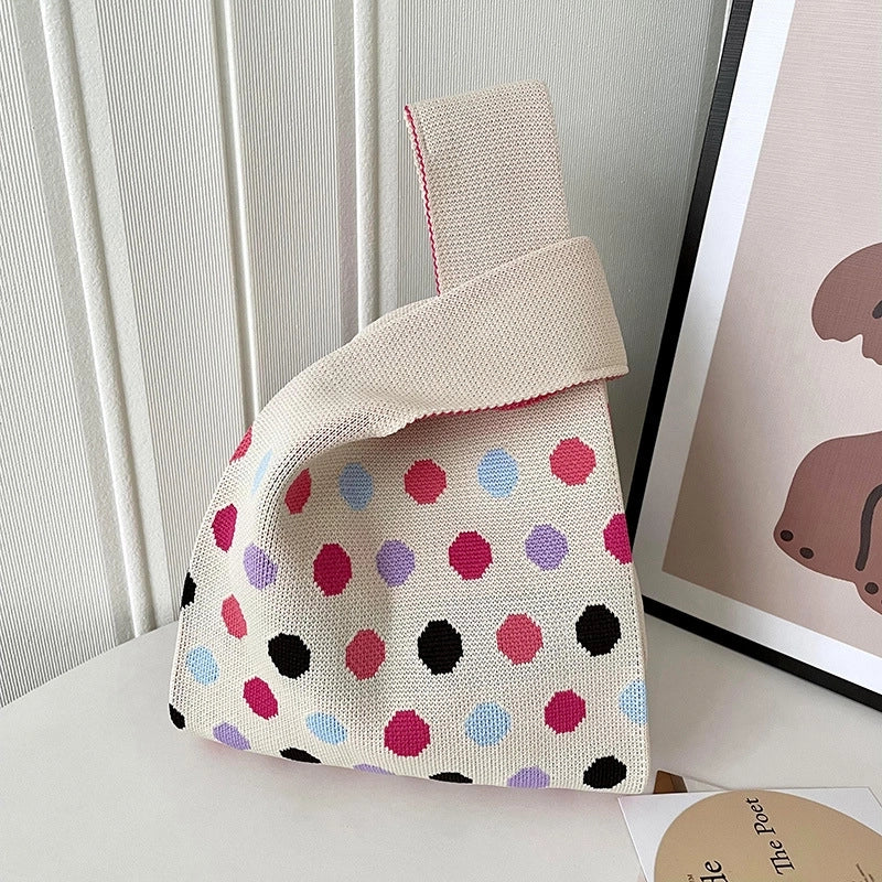 Women's Medium Polyester Polka Dots Vintage Style Square Open Handbag
