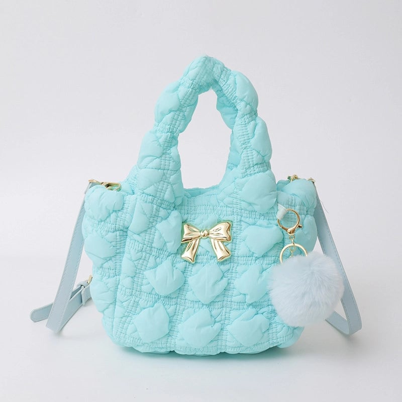 Women's Small Nylon Solid Color Bow Knot Streetwear Square Magnetic Buckle Shoulder Bag Handbag