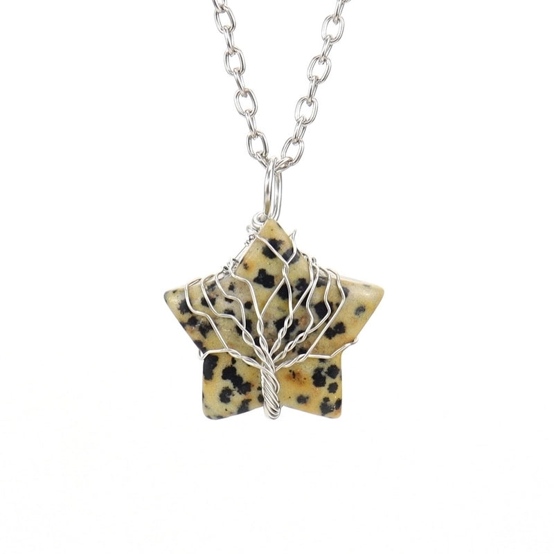 Minimalist Star Natural Stone Ferroalloy Patchwork Pendant Necklace
