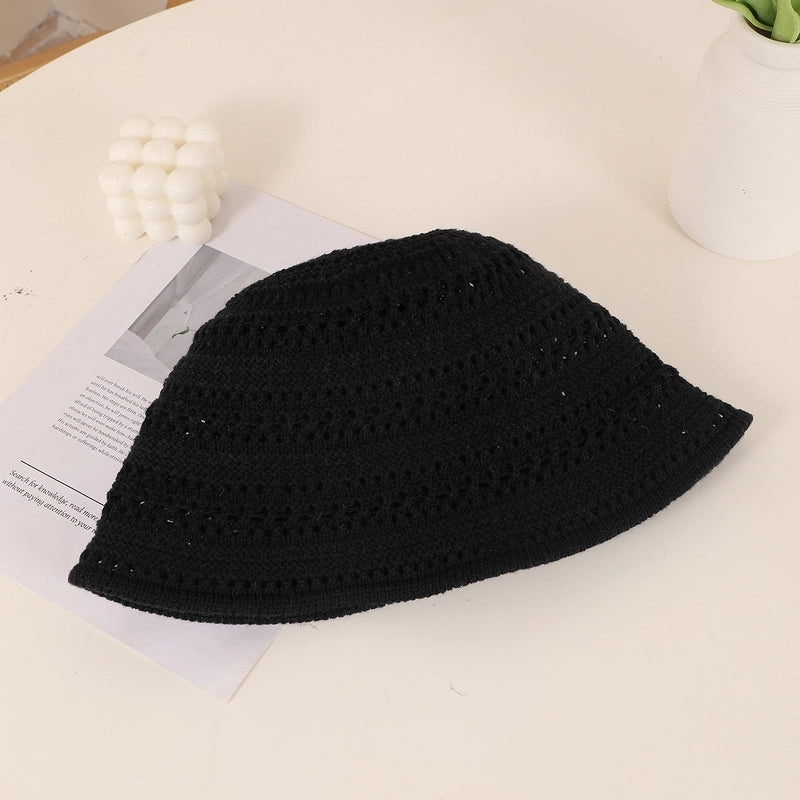 Women's Casual Minimalist Solid Color Solid Color Hollow Out Eaveless Bucket Hat