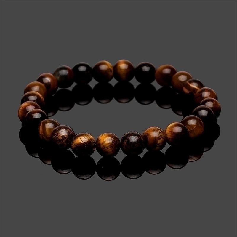 2 Pieces Natural Volcanic Stone Bracelet White Turquoise Jadeite Yellow Tiger Eye Beaded Bracelet