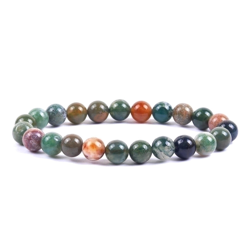 Minimalist Round Natural Stone Elastic String Woven Chain Bracelets In Bulk