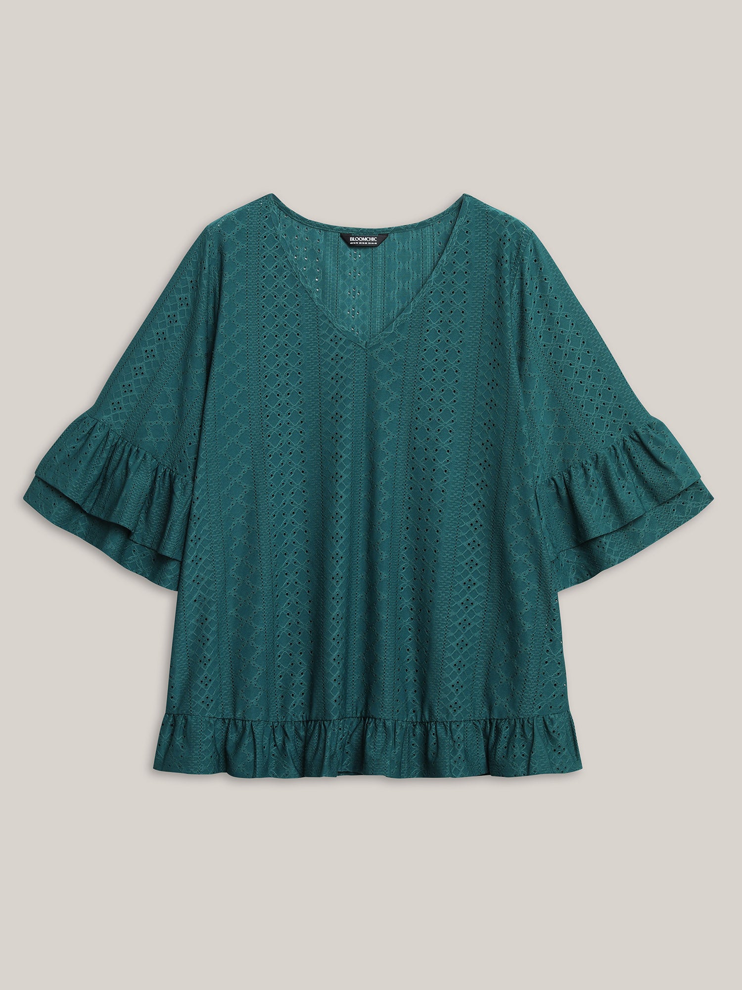 Eyelet Trim Seven-Quarter Sleeve Top