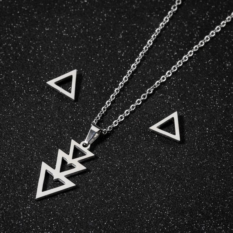1 Set Fashion Star Moon Heart Shape Titanium Steel Plating Earrings Necklace