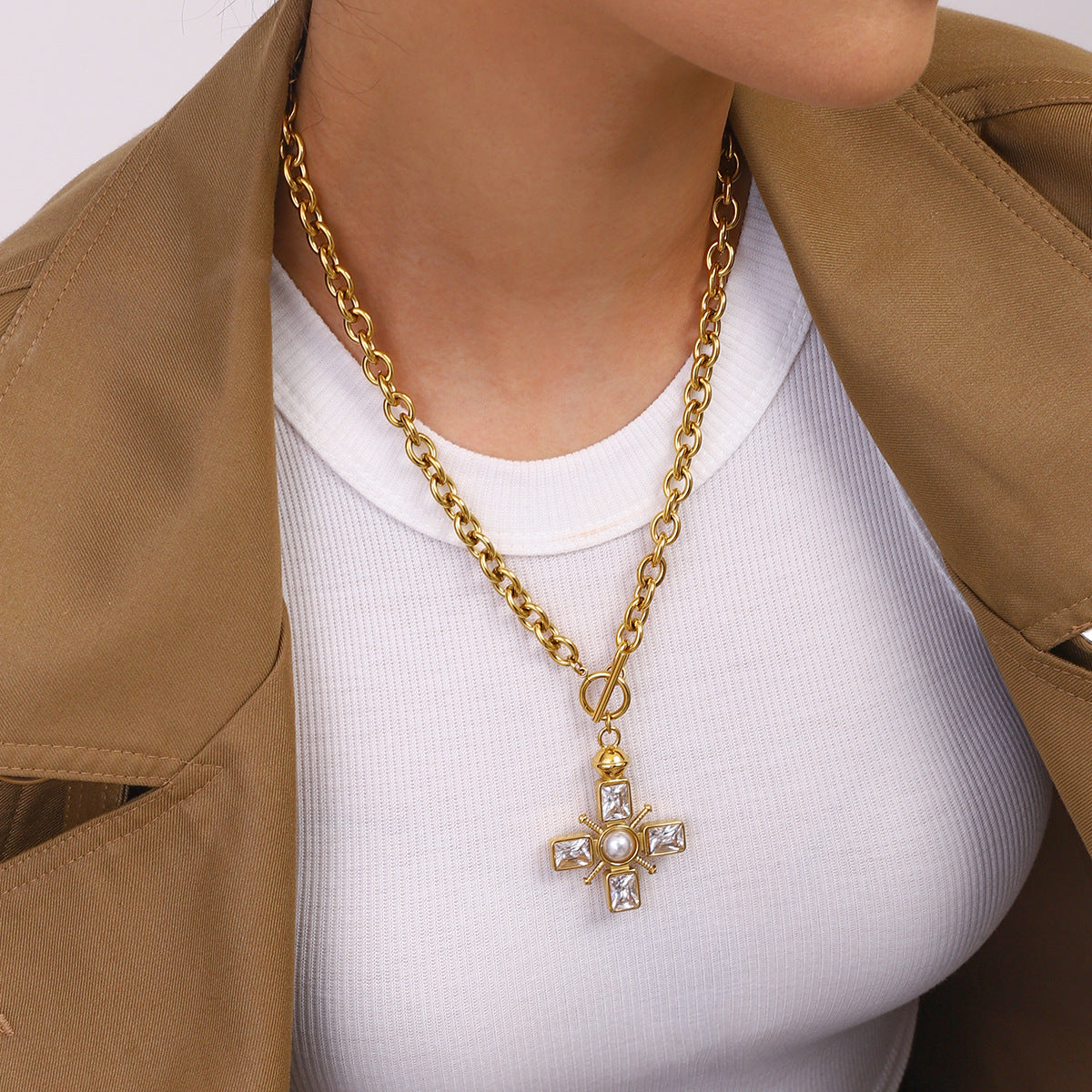 Jie Ding Cross Titanium Steel Necklace Jewelry Pendant Stainless Steel