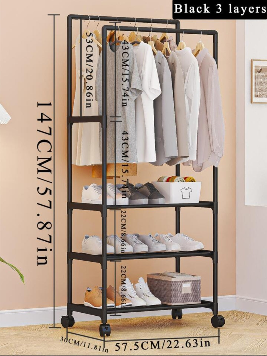 DUAL POLE CLOTHES RACK