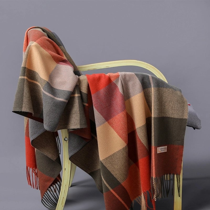 Autumn And Winter New Fashion Cashmere Big Baba Grid Tassel Scarf Men And Women Couples Warm Shawl