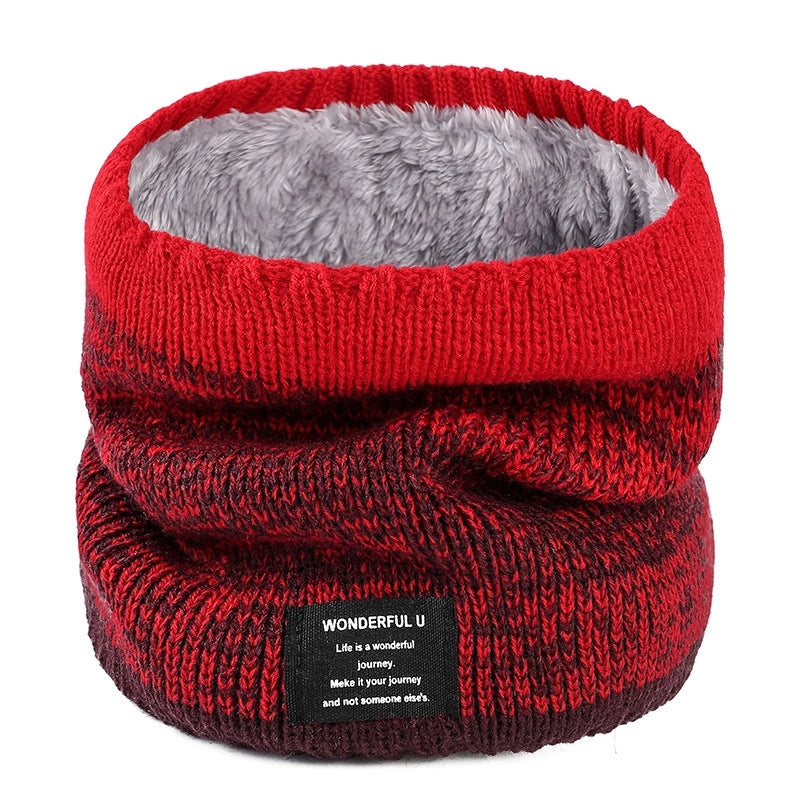 New Wool Knitted Scarf Women's Winter Warm Velvet Scarf Men's Thickened Gradient Couple's Personalized Collar