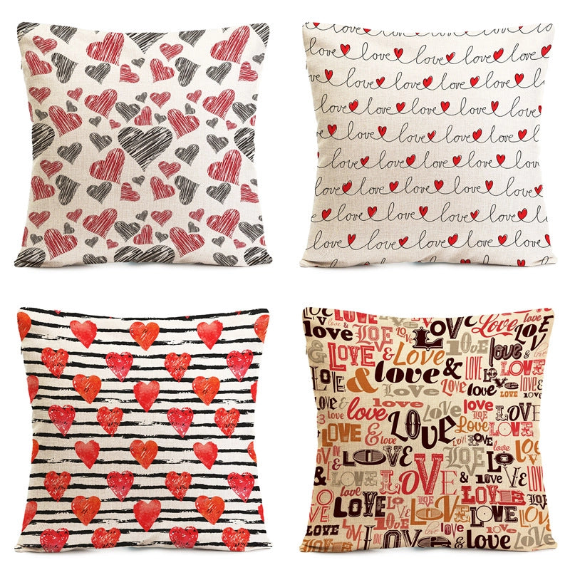 Valentine'S Day Elegant Minimalist Streetwear Letter Heart Shape Linen Pillow Cases Couch & Sofa Decor