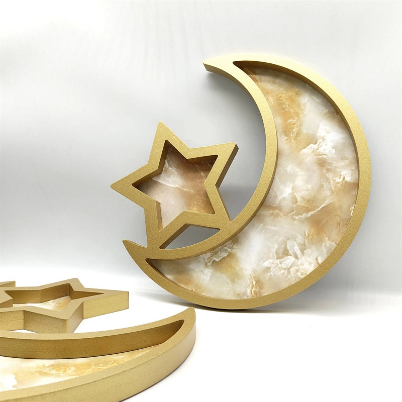 Minimalist Star Moon Wood 1 Piece Ornaments