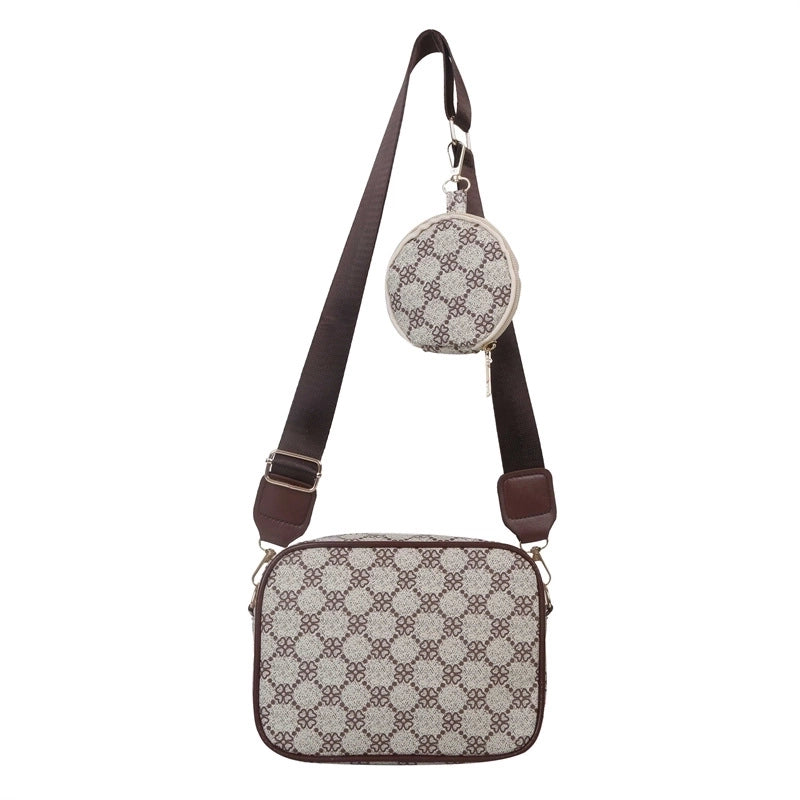 Women's Medium Pu Leather Argyle Vintage Style Classic Style Square Zipper Crossbody Bag