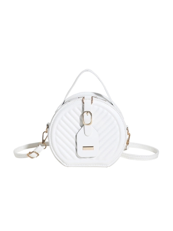 Women's Pu Leather Solid Color Elegant Round Zipper Handbag
