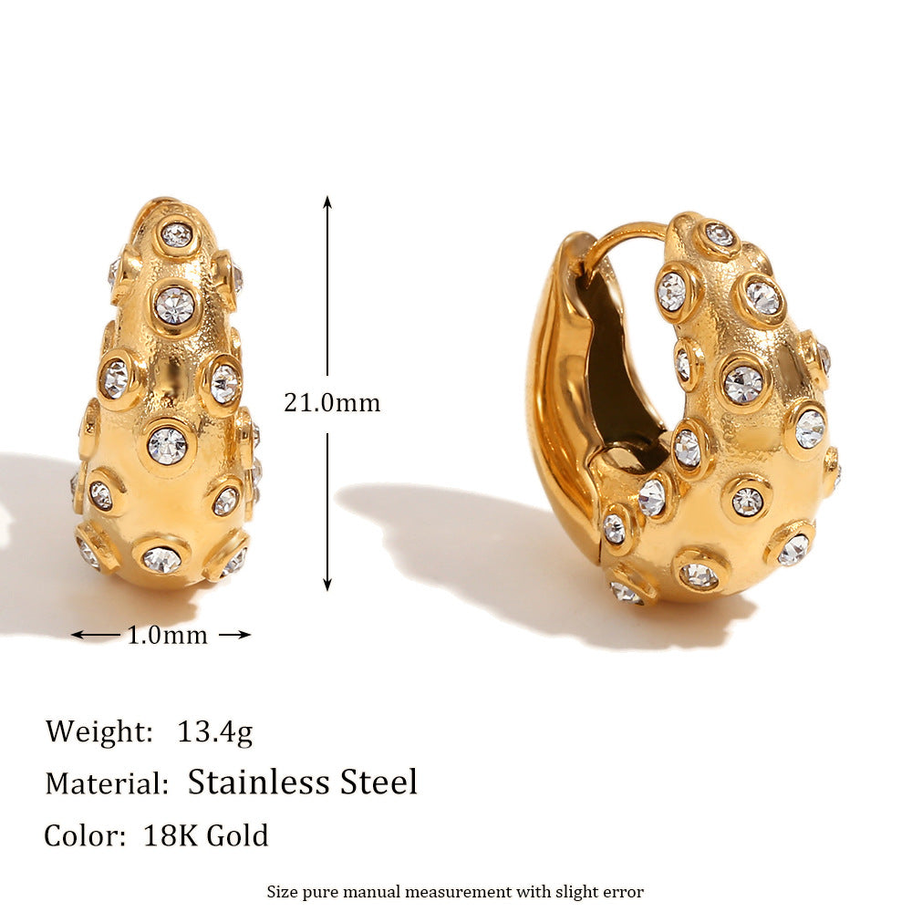 Fashion Personality Niche Design Earrings Stainless Steel 18K Gold Plated Oval Bow Earrings For Women