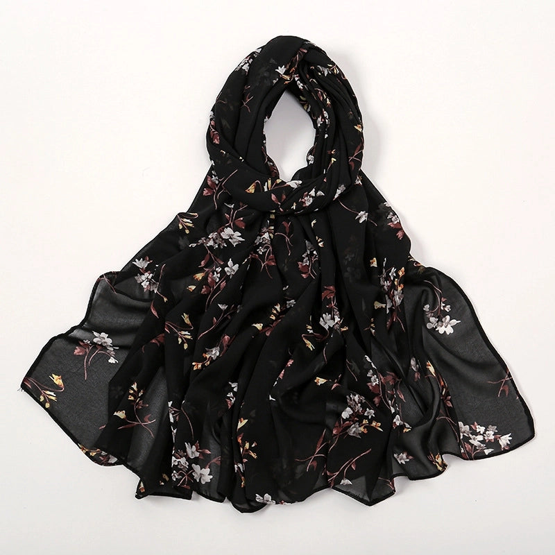 Women's Elegant Sweet Flower Polyester Scarf Shawl