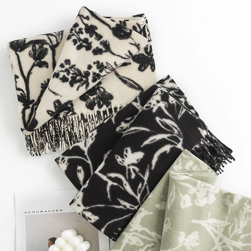 Women's Minimalist Flower Polyester Printing Scarf