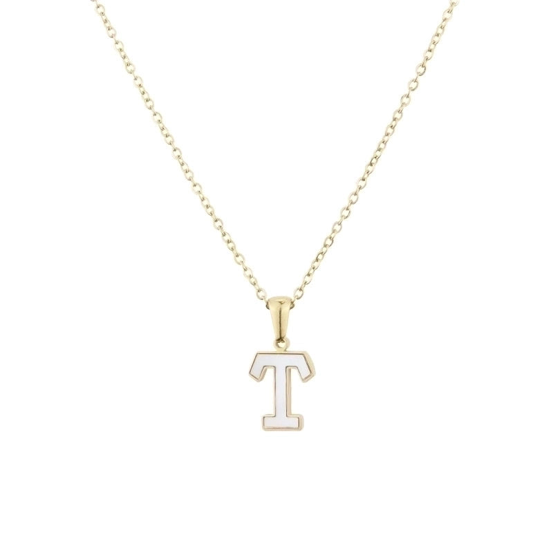 304 Stainless Steel Titanium Steel 18K Gold Plated Minimalist Plating Inlaid Shell Letter Shell
