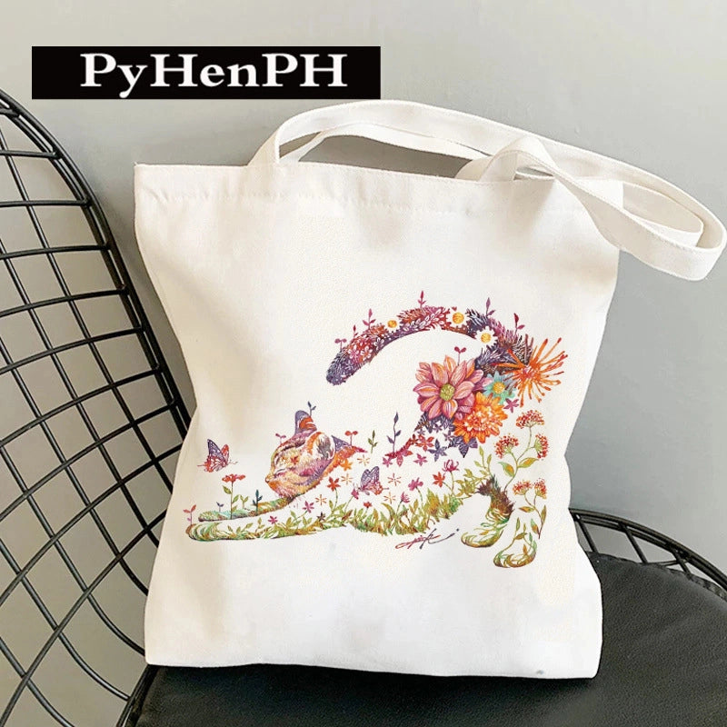 Women's Canvas Printing Classic Style Square Open Canvas Bag