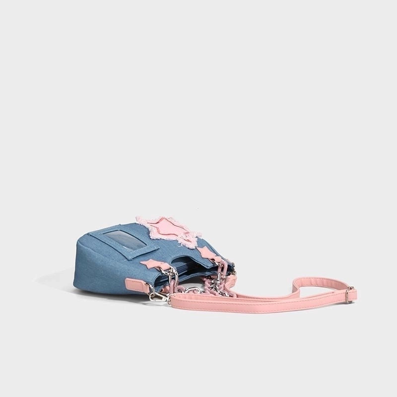 Women's Denim Star Cute Zipper Shoulder Bag Handbag Crossbody Bag