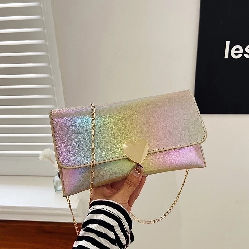 Women's Pu Leather Color Block Classic Style Square Flip Cover Shoulder Bag