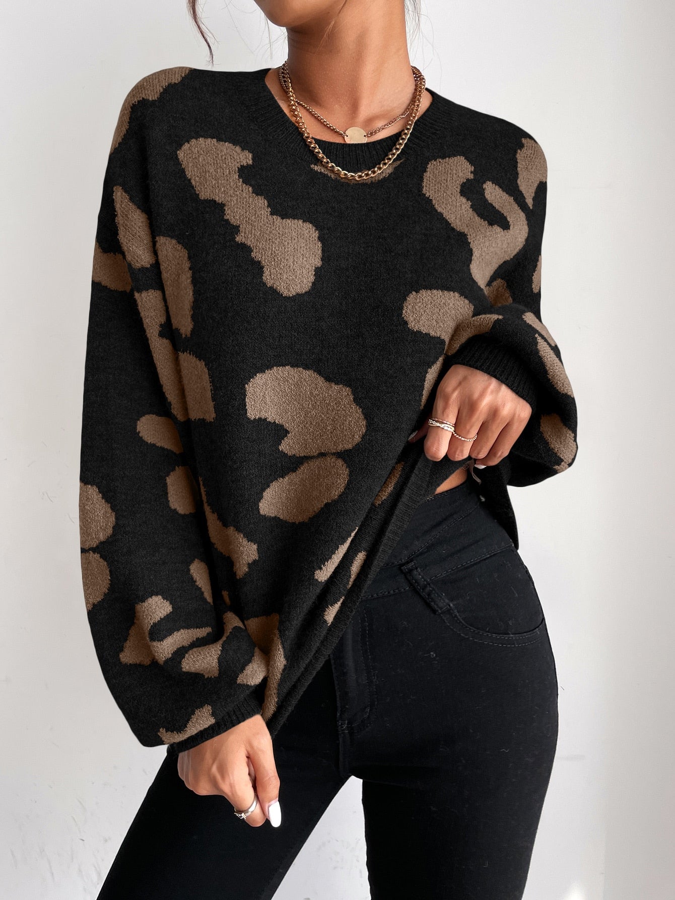 Parien Drop Shoulder Fluffy Knit Sweater