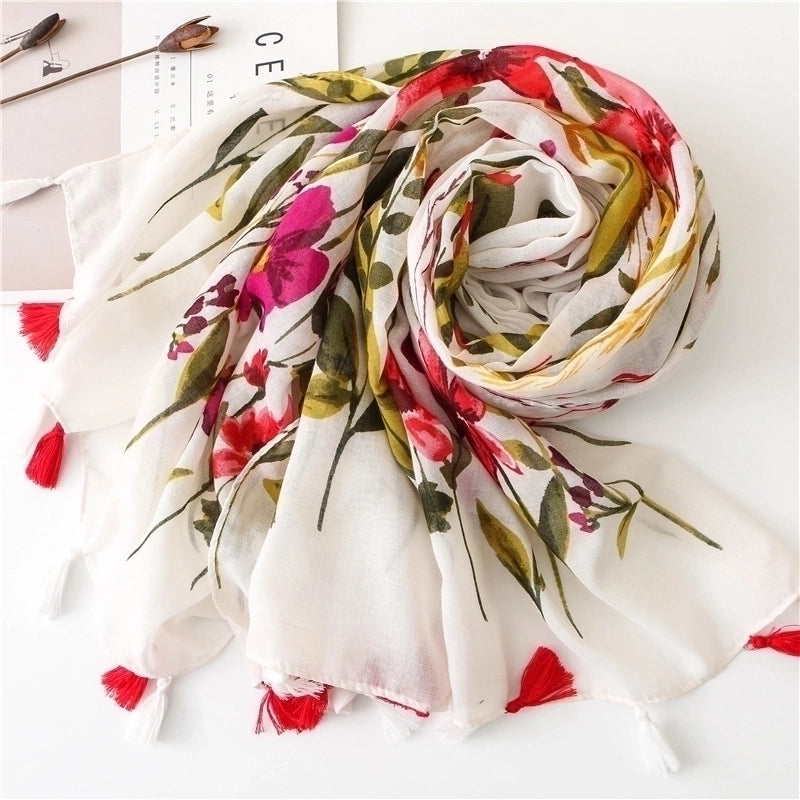 Women's Elegant Lady Flower Polyester Scarf