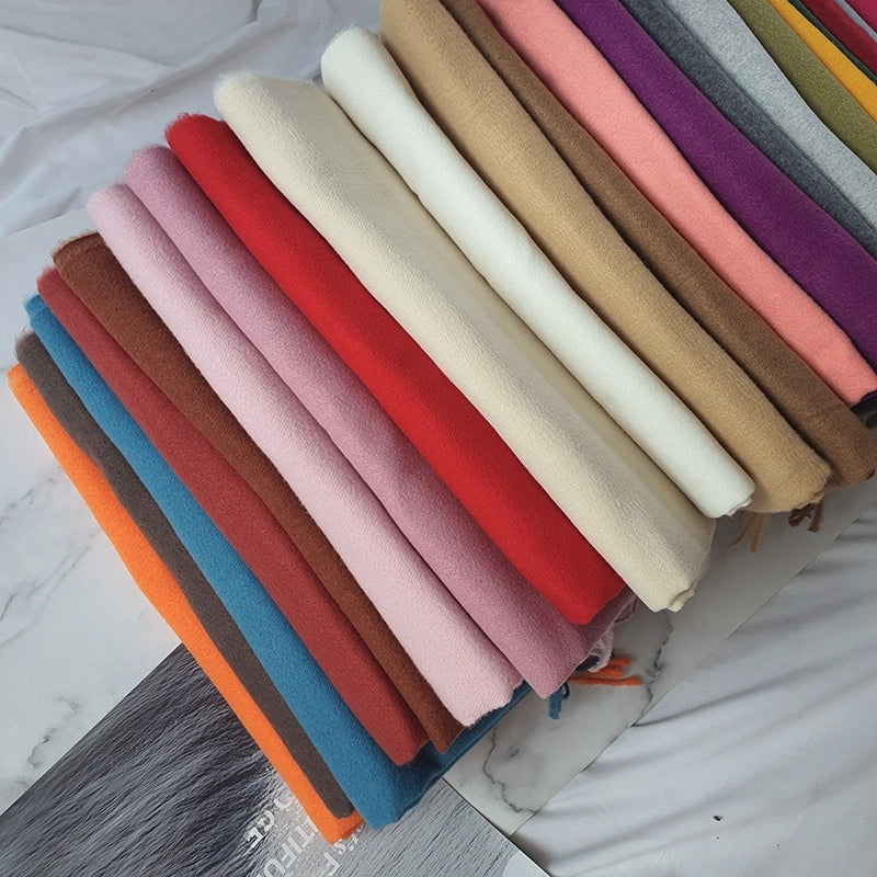 Big Red Scarf Thickened Cashmere Scarf Solid Color Women's Winter Explosions Cashmere Scarf Women's Wool Shawl