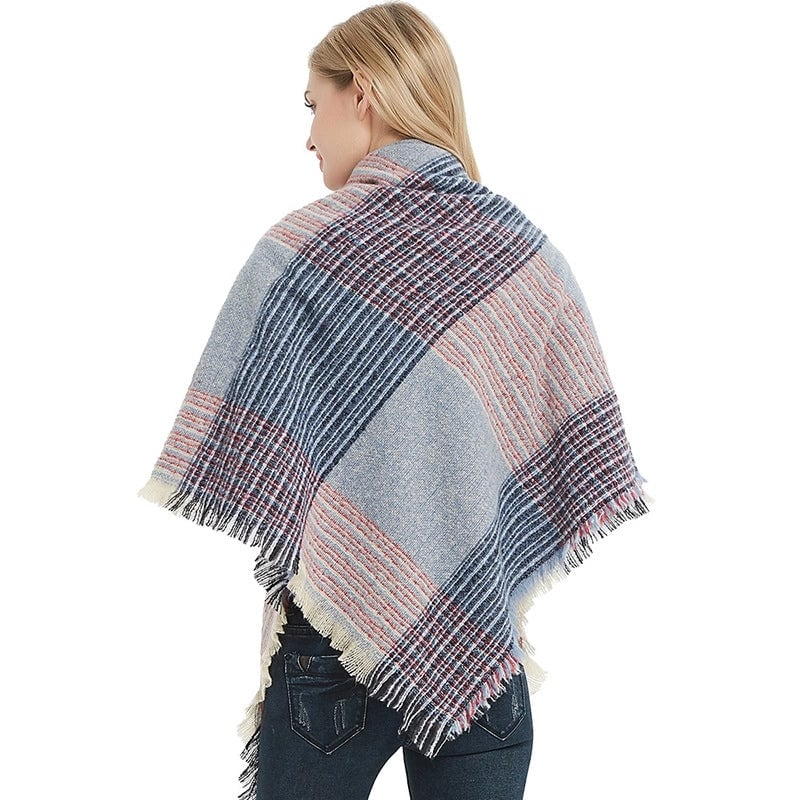 Autumn And Winter New Ring Yarn Thickened Double-sided Lattice Prick Scarf Scarf Women's Scarf Shawl Manufacturers