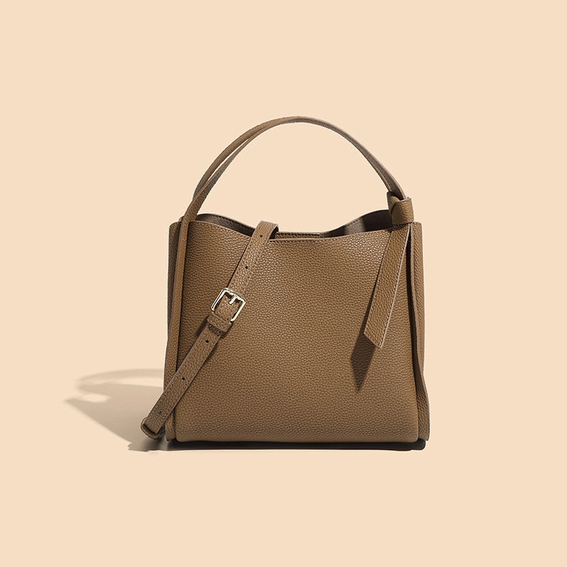 Bucket Bag For Women Genuine Leather High-grade Simple Portable Shoulder Bag Messenger Bag For Women