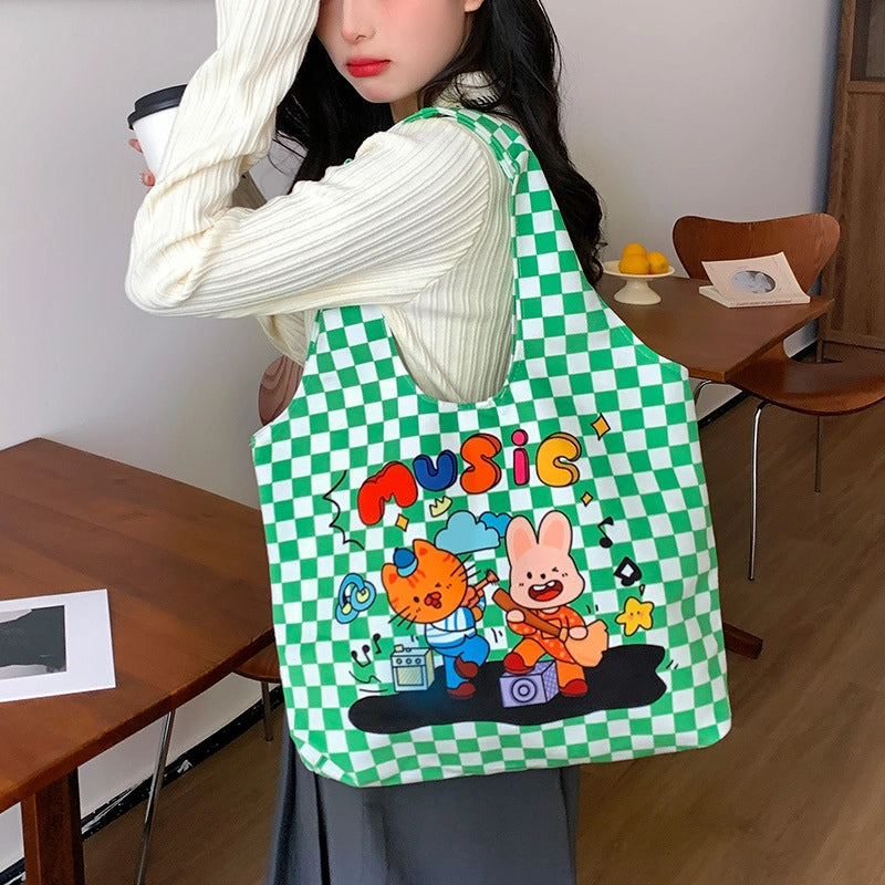 Women's Large Polyester Animal Letter Elegant Cute Streetwear Square Magnetic Buckle Tote Bag