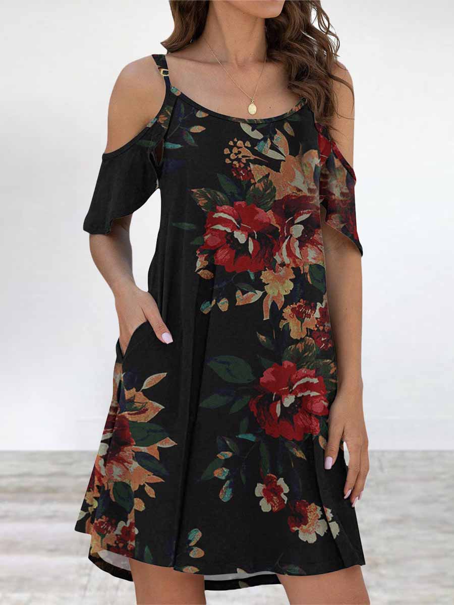 Elegant Print Flounce O Neck Dresses(11 Colors)