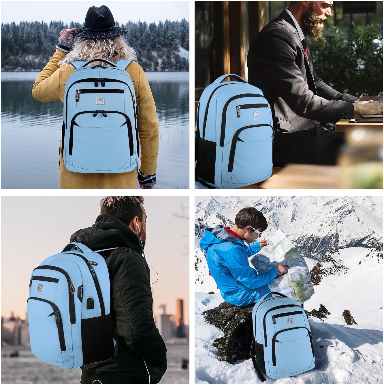 Laptop Backpack,Business Travel Anti Theft Slim Durable Laptops Backpack with USB Charging Port,Water Resistant College Computer Bag for Women & Men Fits 15.6 Inch Laptop and Notebook - Black