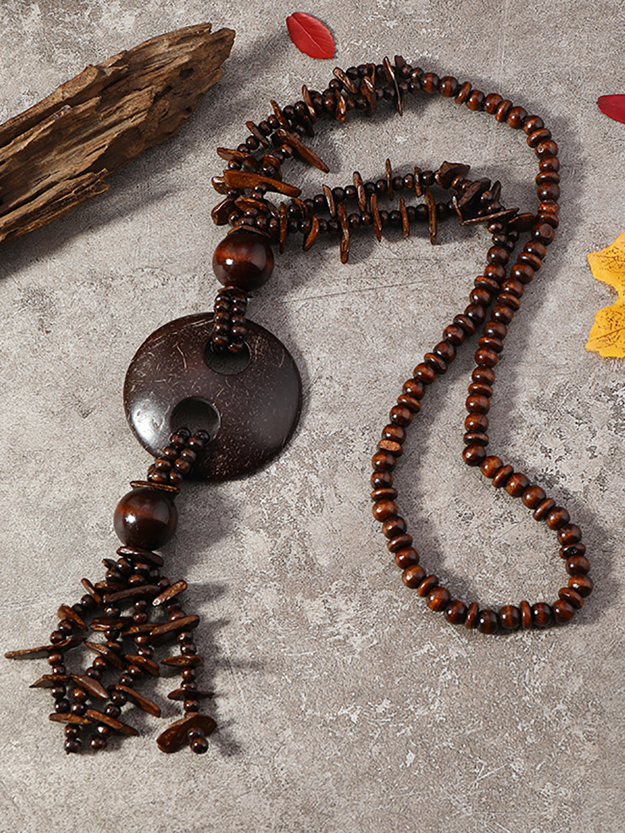 Women Bohemia Coconut Shell Weave Necklace