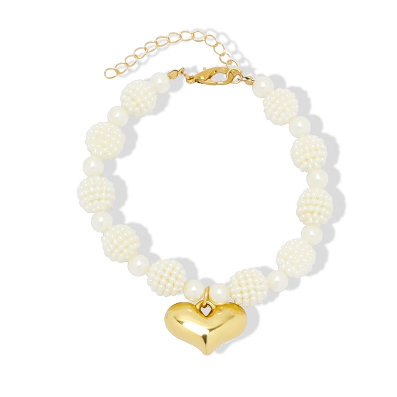 Minimalist Commute Imitation Pearl Heart Shape Pet Accessories