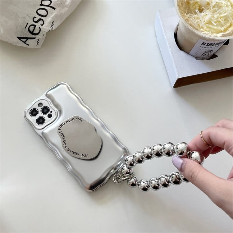 Matte Silver Pearl Bracelet Air Cushion Case for iPhone