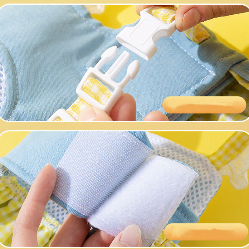 Cute Animal Decor Denim Dog Harness Dress