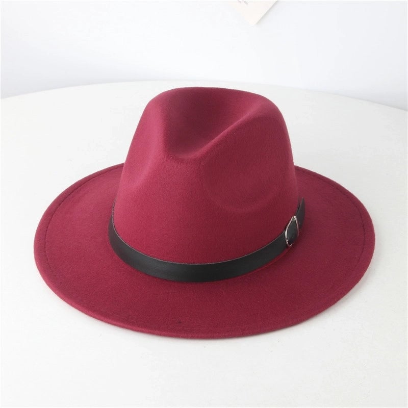 Retro Wool Hat Belt Brim Top Hat Women's Autumn And Winter  Casual Jazz Hat