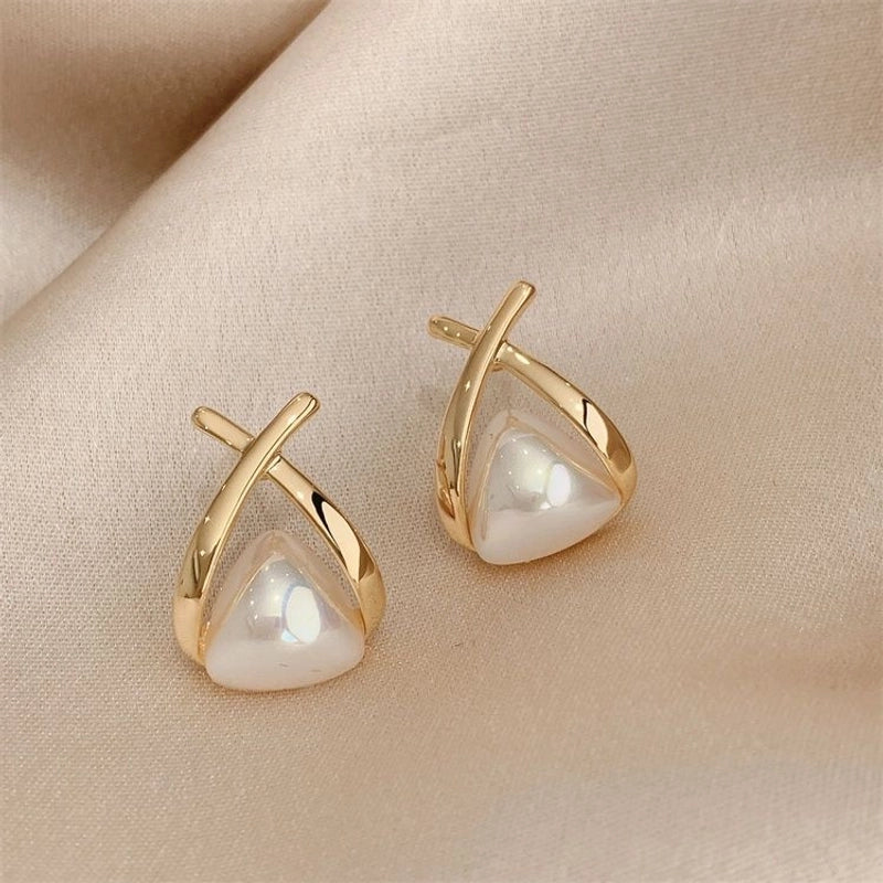 1 Pair Minimalist Round Inlay Alloy Zircon Ear Studs