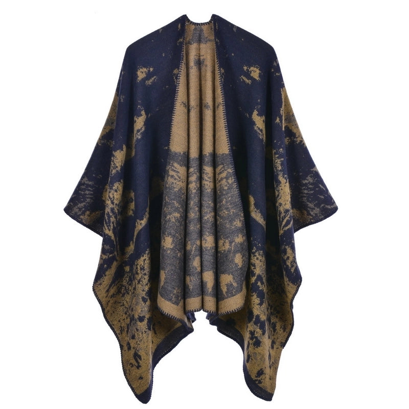 Women's Scarf Shawl Creative New Fashion Cashmere Jacquard Split Thickened Large Cloak Air Conditioning Warm Shawl