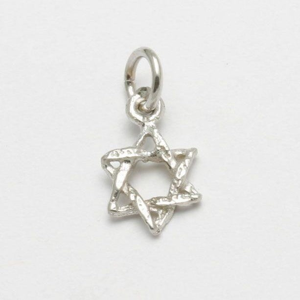 Tiny 14k Gold or White Gold Rustic Star of David Pendant