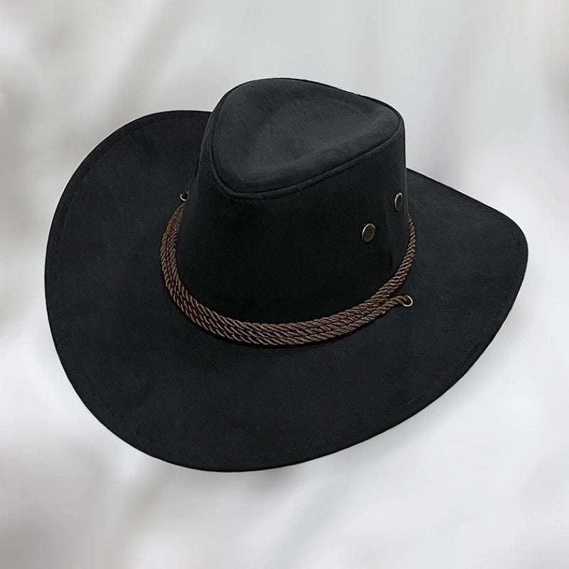 American Western Cowboy Hat Spring And Autumn Leather Men's Mountain Climbing Spanish Women's Sun Big Edge Sun Hat Sunscreen Travel