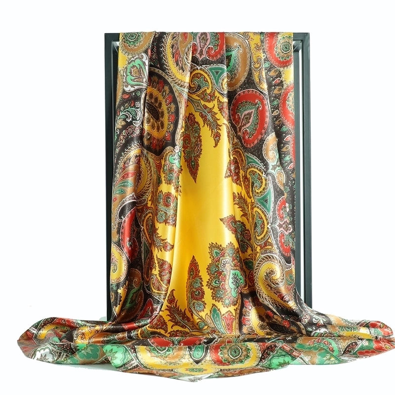 Women's Minimalist Flower Satin Printing Scarves & Gloves