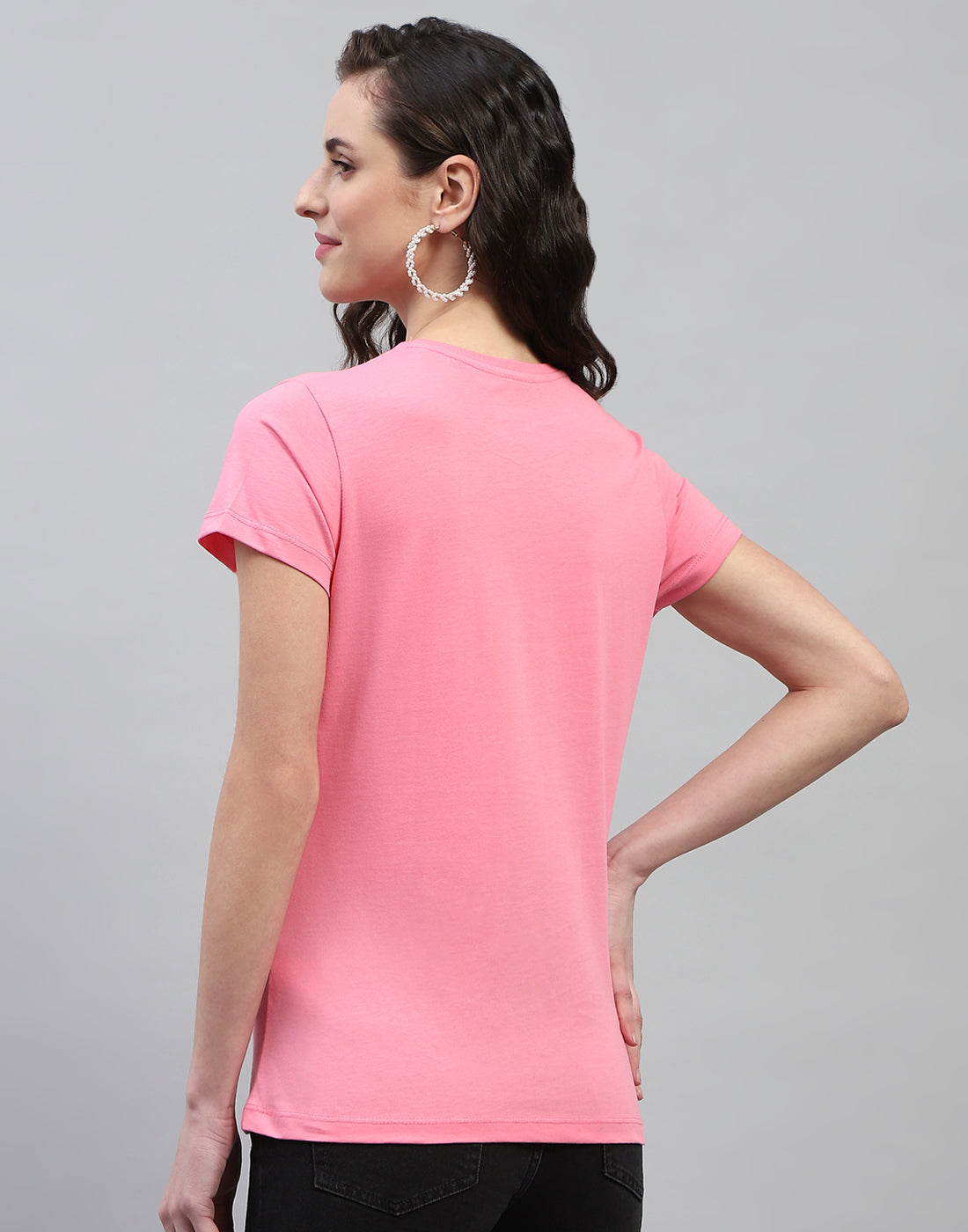 Women Off White & Pink Solid Round Neck Half Sleeve Top (Pack of 2)