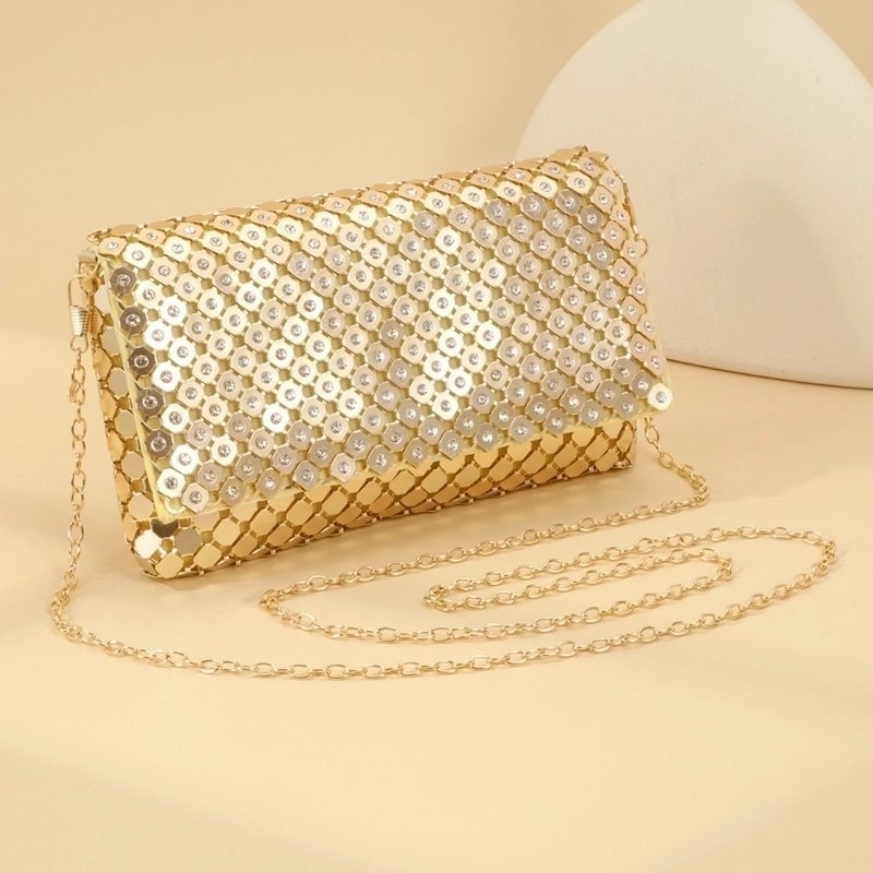 Aluminum Sheet Solid Color Sequins Evening Bags