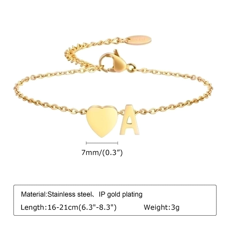 Minimalist Letter Heart Shape 304 Stainless Steel Bracelets In Bulk