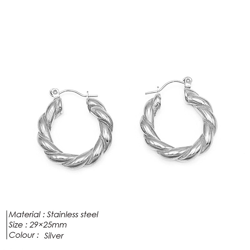 1 Pair Minimalist Geometric Plating Stainless Steel 18K Gold Plated Hoop Earrings