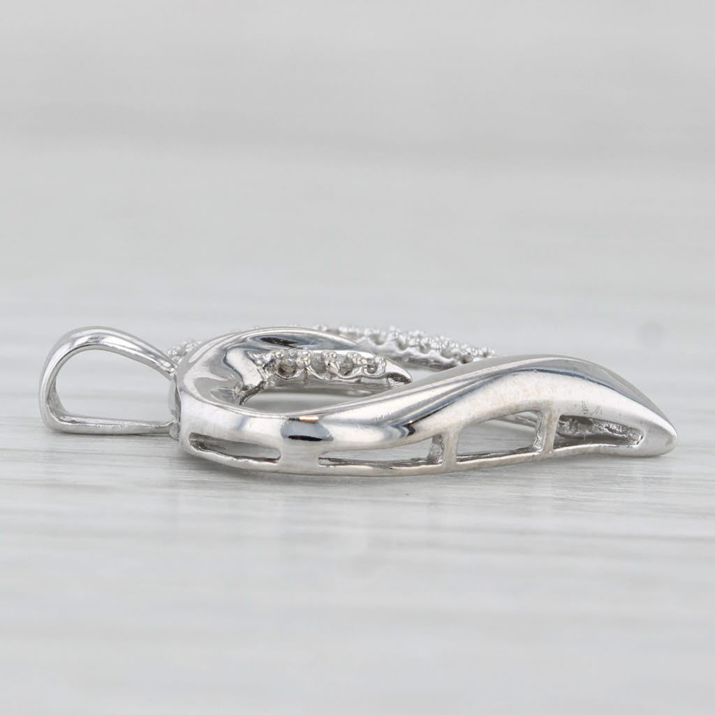 0.10ctw Diamond Open Heart Pendant 10k White Gold