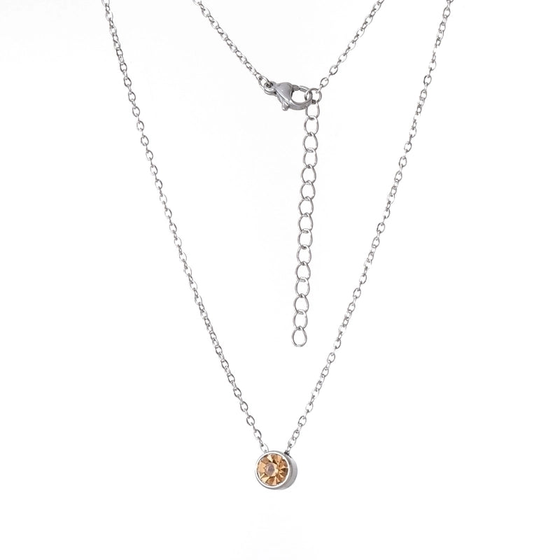 Stainless Steel 18K Gold Plated Rose Gold Plated IG Style Plating Inlay Round Birthstone Pendant Necklace