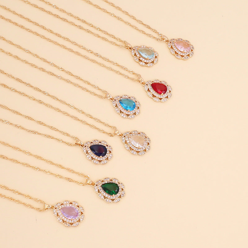 Women Chain  Droplet Glass Necklaces
