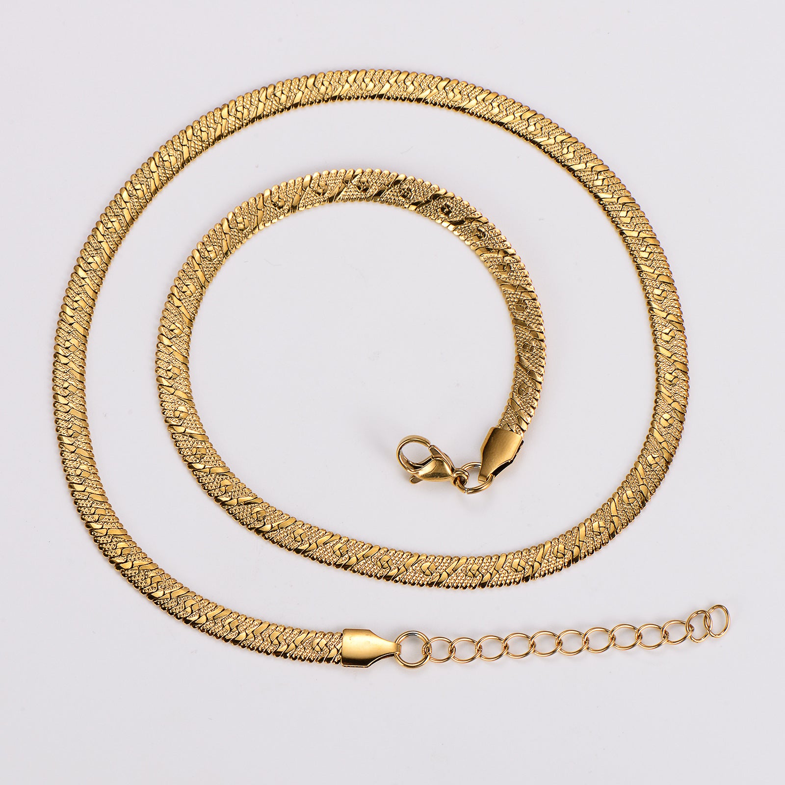 Aml Stainless Steel Batch Pattern Blade Sweater Chain Simple Ladies Clavicle Chain Fashion Flat Snake Stainless Steel